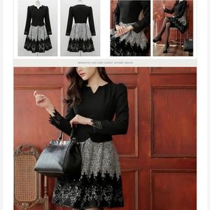 Brand new elegant Korean knit midi dress for winter